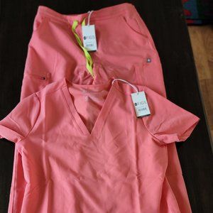 Figs Hot Coral set brand new with tags